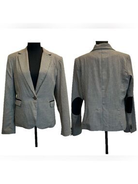 British Khaki Houndstooth equestrian style riding jacket blazer single breasted